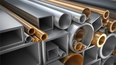 Different square tubing, circular tubes, round steel, copper and aluminum pipes.