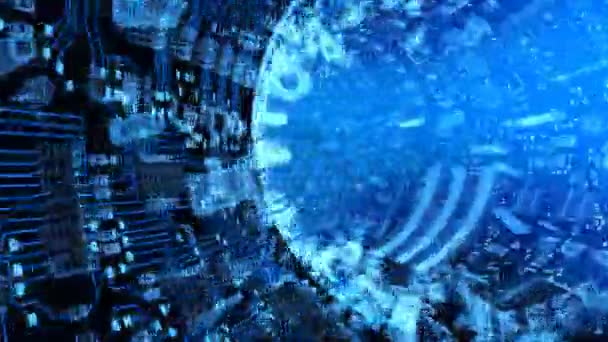 Abstract hardware tunnel made of chips and microcircuits. High technology futuristic 3d animation. — Stock video