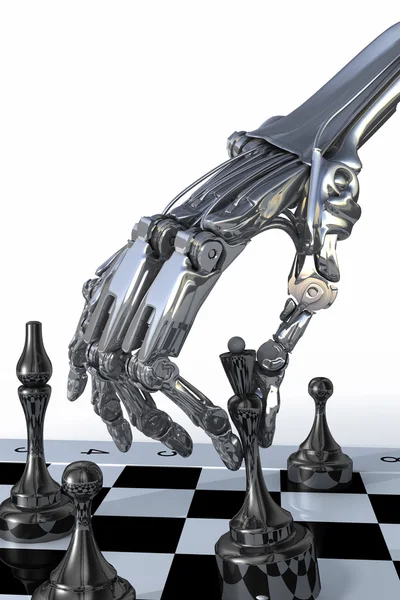 The cyborg plays a chess — Stock Photo, Image