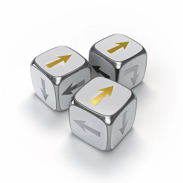 3D silver cubes with arrows pointing to direction. Concept illustration — Stock Photo, Image