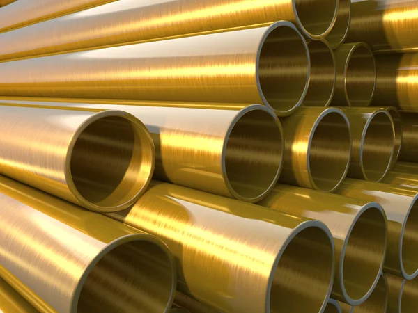 Copper round pipes.  industrial 3d illustration — Stock Photo, Image