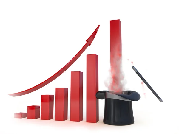 Business chart with a magic help going up. Concept 3d illustration — Stock Photo, Image