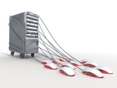 Güçlü sunucu için birçok kullanıcı bağlı. Kavramsal illüstrasyon