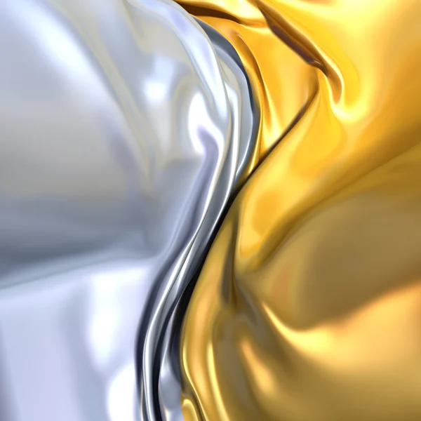 Gold und Silber Stoff Hintergrund. ähnlich dem Yin Yang Symbol — Stockfoto