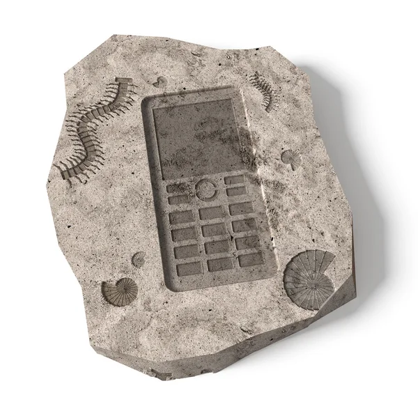 Bouton-poussoir Téléphone portable déjà historique. Illustration 3D conceptuelle — Photo