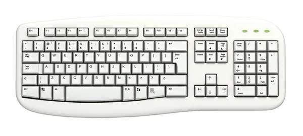 Tastatur isoliert auf weißem Hintergrund. Ansicht von oben. 3D-Illustration Stockbild
