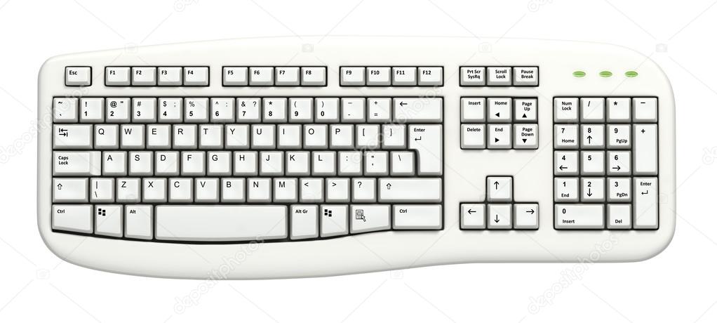 keyboard  isolated on white background. Top view. 3d illustration