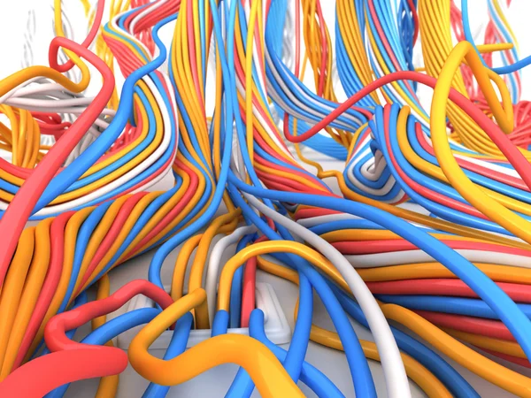 Big network. Many wire and cable in vinyl environment. Technology illustration — Stock Photo, Image