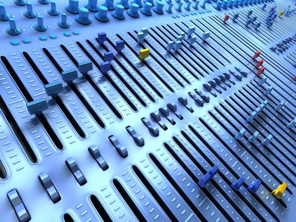 Fantasy Professional mixing console in studio. 3d illustration — Stock Photo, Image