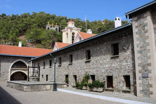 Courtyard Kikk Monastery Kikk Icon Mother God Kept Background Forest — Stock Photo, Image