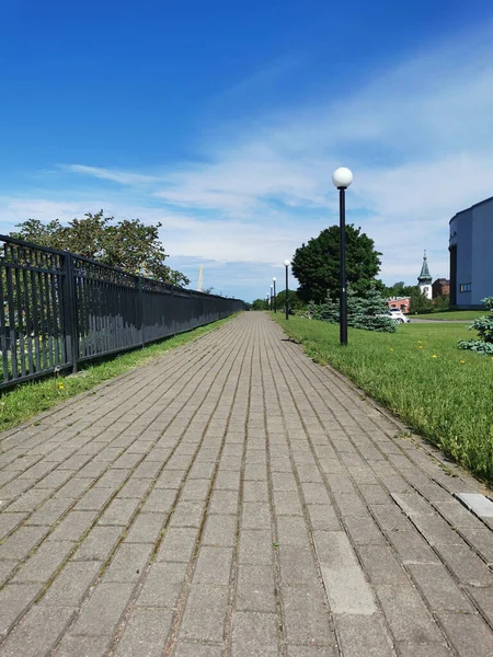 Sentier Pavé Long Bastion Sur Plate Forme Observation Centre Exposition — Photo