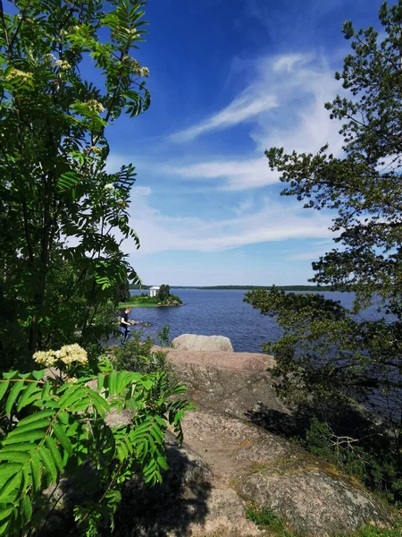 Blick Auf Den Neptuntempel Ufer Der Wyborger Bucht Monrepos Park — Stockfoto