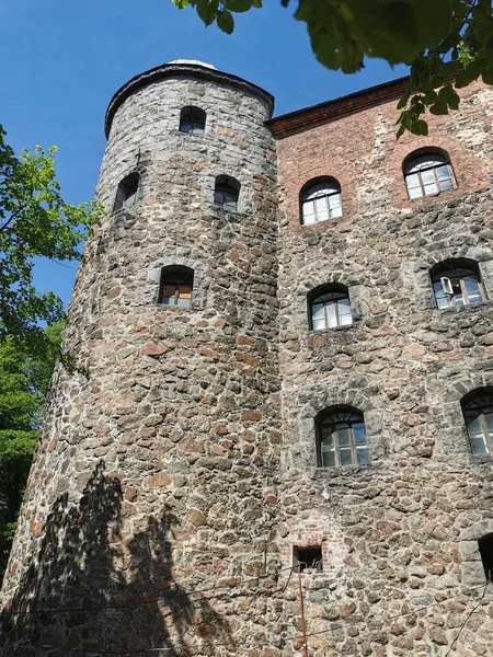 Pared Exterior Piedra Torre Del Castillo Vyborg Ciudad Vyborg Sobre —  Fotos de Stock