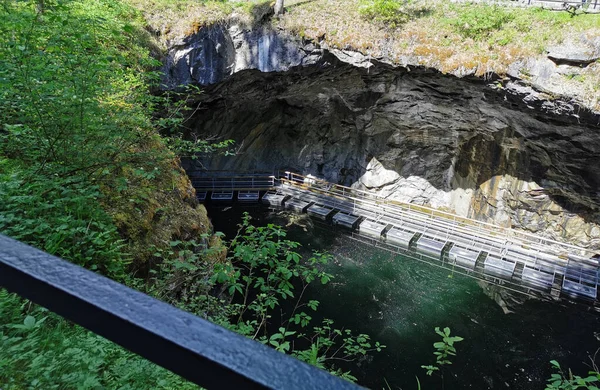 Underground Lake Formed Result Collapse Roof Tunnels Ice Even Summer — Stock Photo, Image