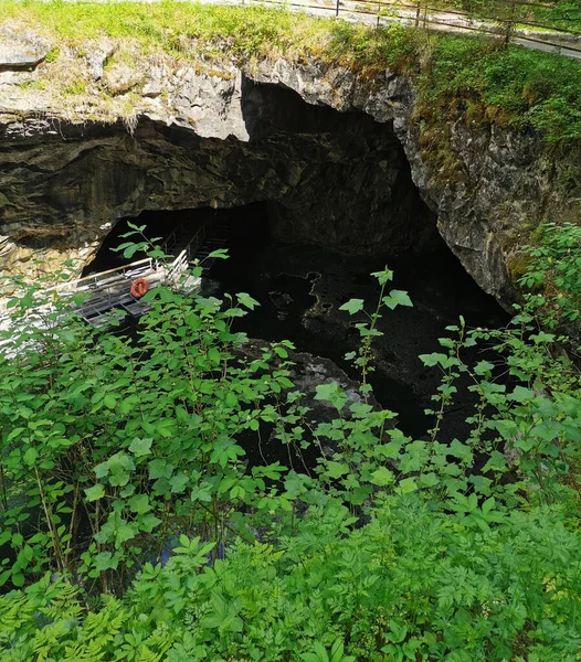 Underground Lake Formed Result Collapse Roof Tunnels Ice Even Summer — Stock Photo, Image