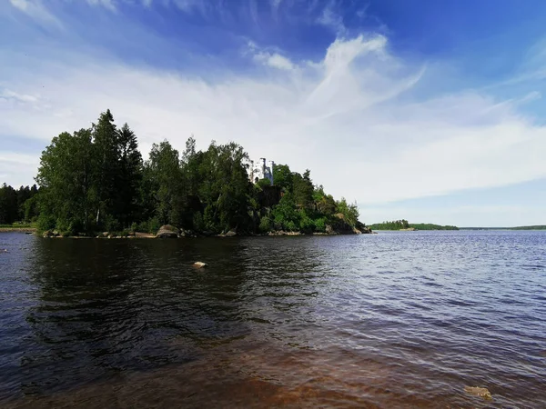 Blick Vom Ufer Der Ludwigsburger Kapelle Auf Der Insel Ludwigstein — Stockfoto