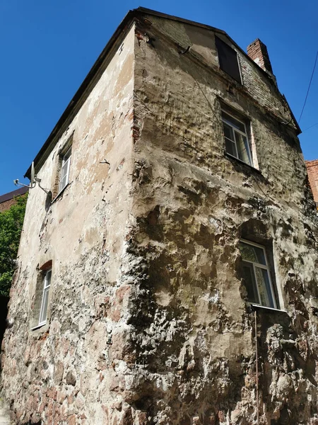 Vista Partir Canto Casa Cidadão Construída Pedras Granito Uma Fortaleza — Fotografia de Stock