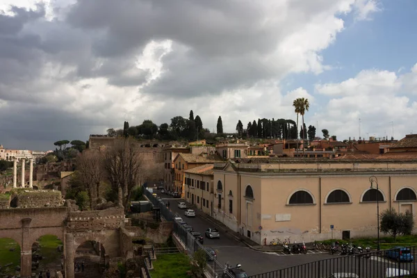 Blick Von Oben Auf Das Forum Romanum Vor Einem Dramatischen — Stockfoto