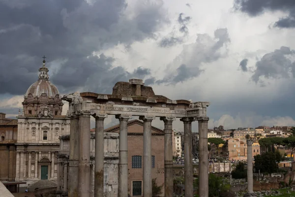 Top View Roman Forum Dramatic Sky Ancient Architecture Urban Landscape — Stock Photo, Image