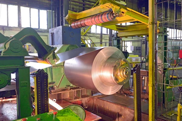 Steel coil processing machine — Stock Photo, Image