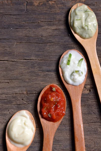 Different types of sauces — Stock Photo, Image