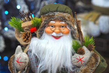 Yeni yıl kartı. Hediyeli mutlu Noel Baba.