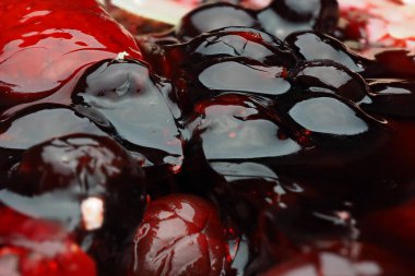 Yemek ve tatlı. İştah açıcı pasta, makro-meyve dolgu.