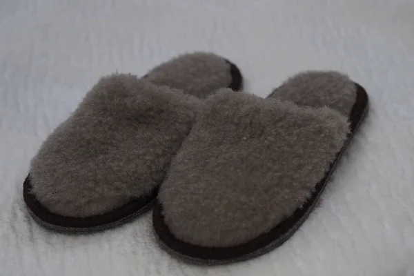 Comfortable Indoor Slippers Soft Carpet Concept Comfort Warmth Coziness High — Stock Photo, Image