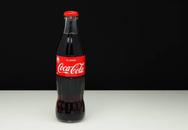 Coca Cola Glass Bottle Liters Isolated Close Black White Background — Stock Photo, Image