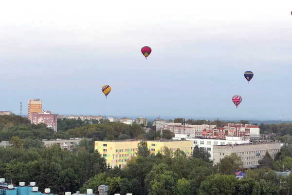Nizhny Novgorod Rússia 2021 Aerostato Balão Céu Sobre Cidade Nizhny — Fotografia de Stock