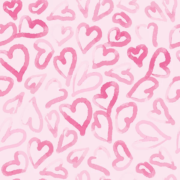 Όμορφη απεικόνιση διάνυσμα. Απρόσκοπτη μοτίβο με ροζ καρδιές ακουαρέλα. — Διανυσματικό Αρχείο
