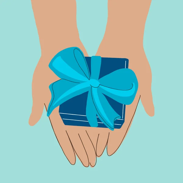 Illustration av person som ger, tar emot gåvopaket. — Stock vektor