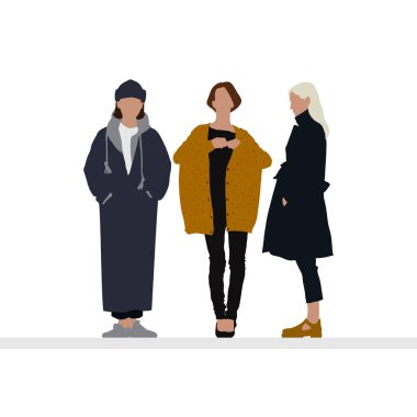 Kalabalık toplandı. Düz çizili insanlar - Vektör.