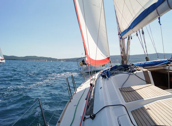 Part of the deck yacht under sail. — Stock Photo, Image