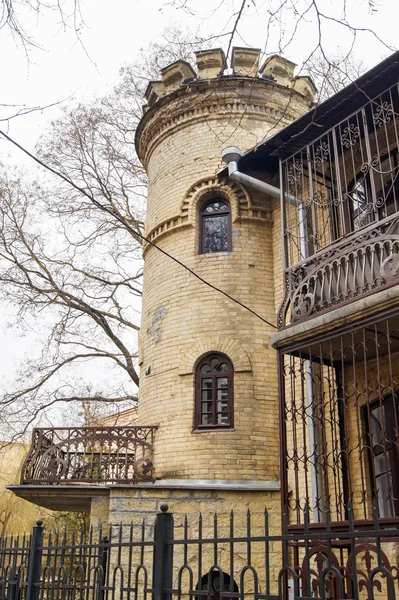 The corner tower with balcony. Stock Photo