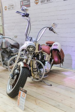 Beyaz Bisiklet ile deri dolap gövdeleri.