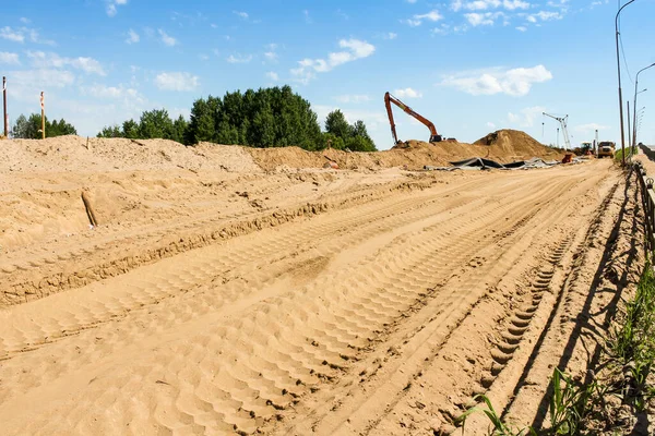 Construcción Puente Carretera Kirishi Través Del Río Volkhov — Foto de Stock