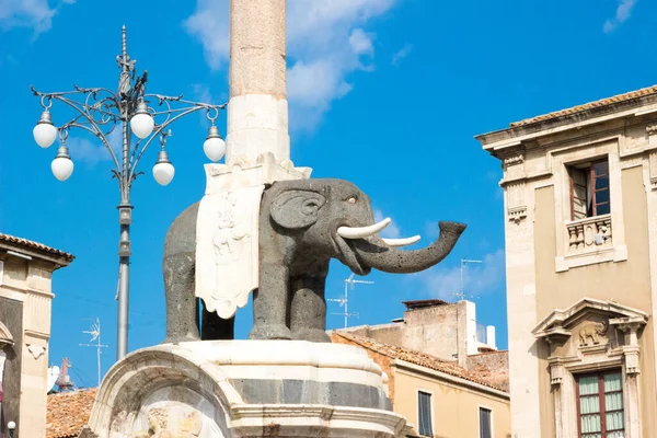 Símbolo Ciudad Catania Sicilia Italia Liotru Elefante Fontana Dell Elefante — Foto de Stock