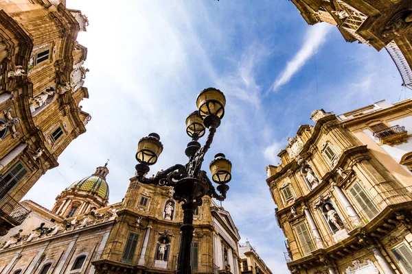 Quattro Canti Piazza Vigliena Una Plaza Barroca Palermo Sicilia Sur — Foto de Stock