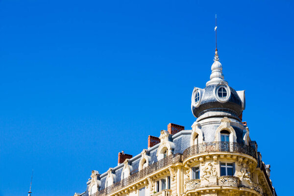 Montpellier, France. Historical buildings in Place de la Comedie in a sunny day in summer