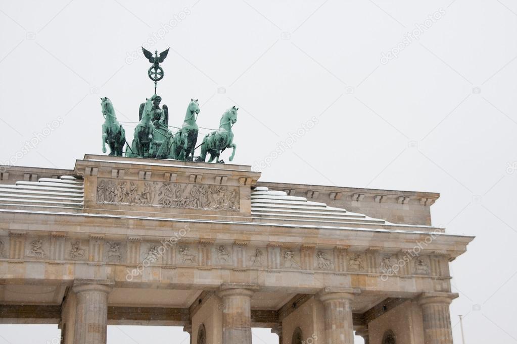 The Brandenburg Gate with snow in Berlin