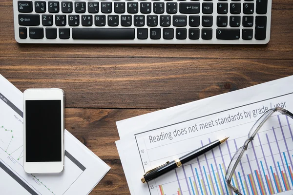 Office accessoire op tafel, werkplek — Stockfoto