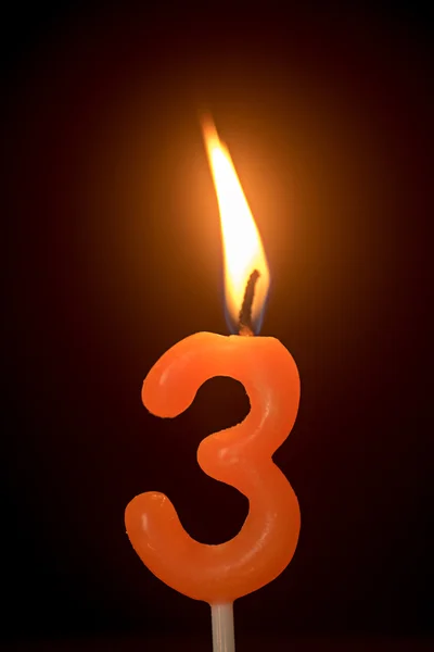 Свічка на день народження: номер 3 — стокове фото