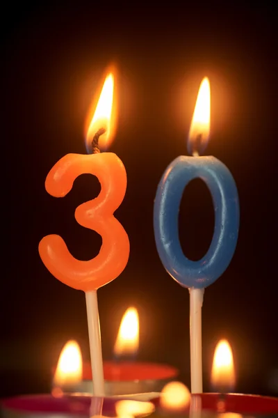 Birthday number anniversary candle : 30 year old — Stock Photo, Image