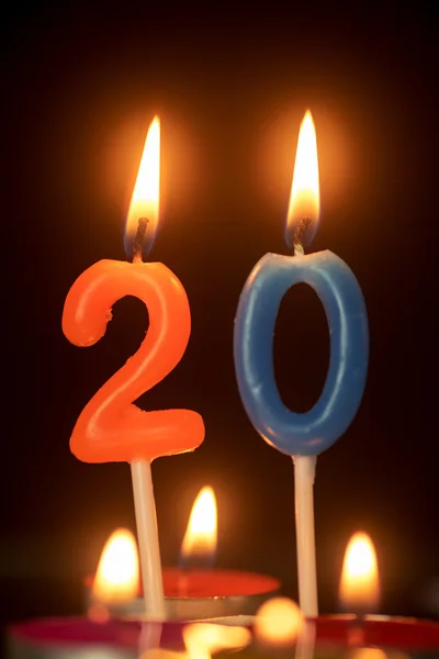 Birthday number anniversary candle : 20 year old — Stock Photo, Image