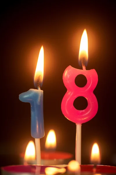 Birthday number anniversary candle : 18 year old — Stock Photo, Image