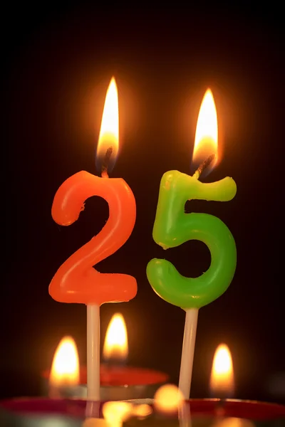 Birthday number anniversary candle : 25 year old — Stock Photo, Image
