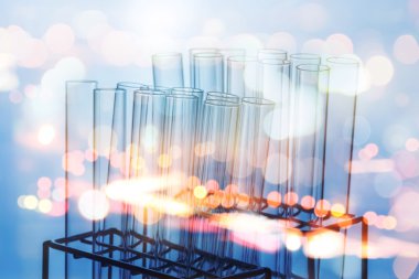 bilim laboratuvar test tüplerin bokeh ile çift pozlama