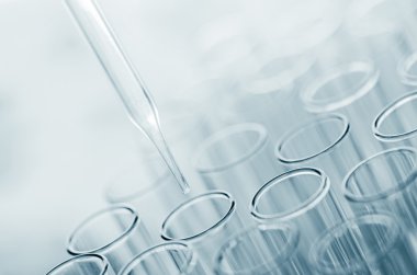 Bilim laboratuarı test tüpleri, laboratuvar ekipmanları.