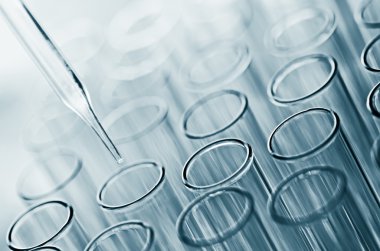 Bilim laboratuarı test tüpleri, laboratuvar ekipmanları.